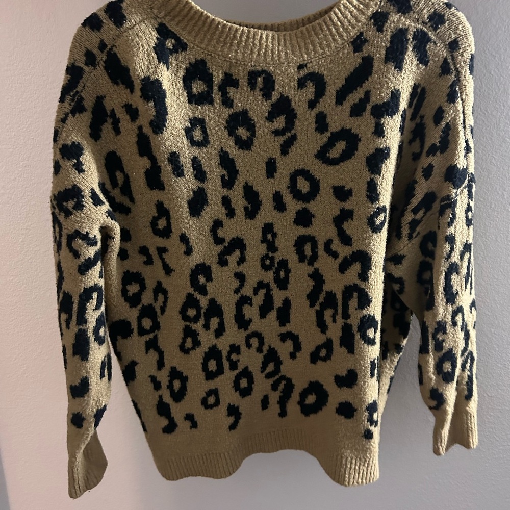 Leopard Print Sweater - Tan and Black